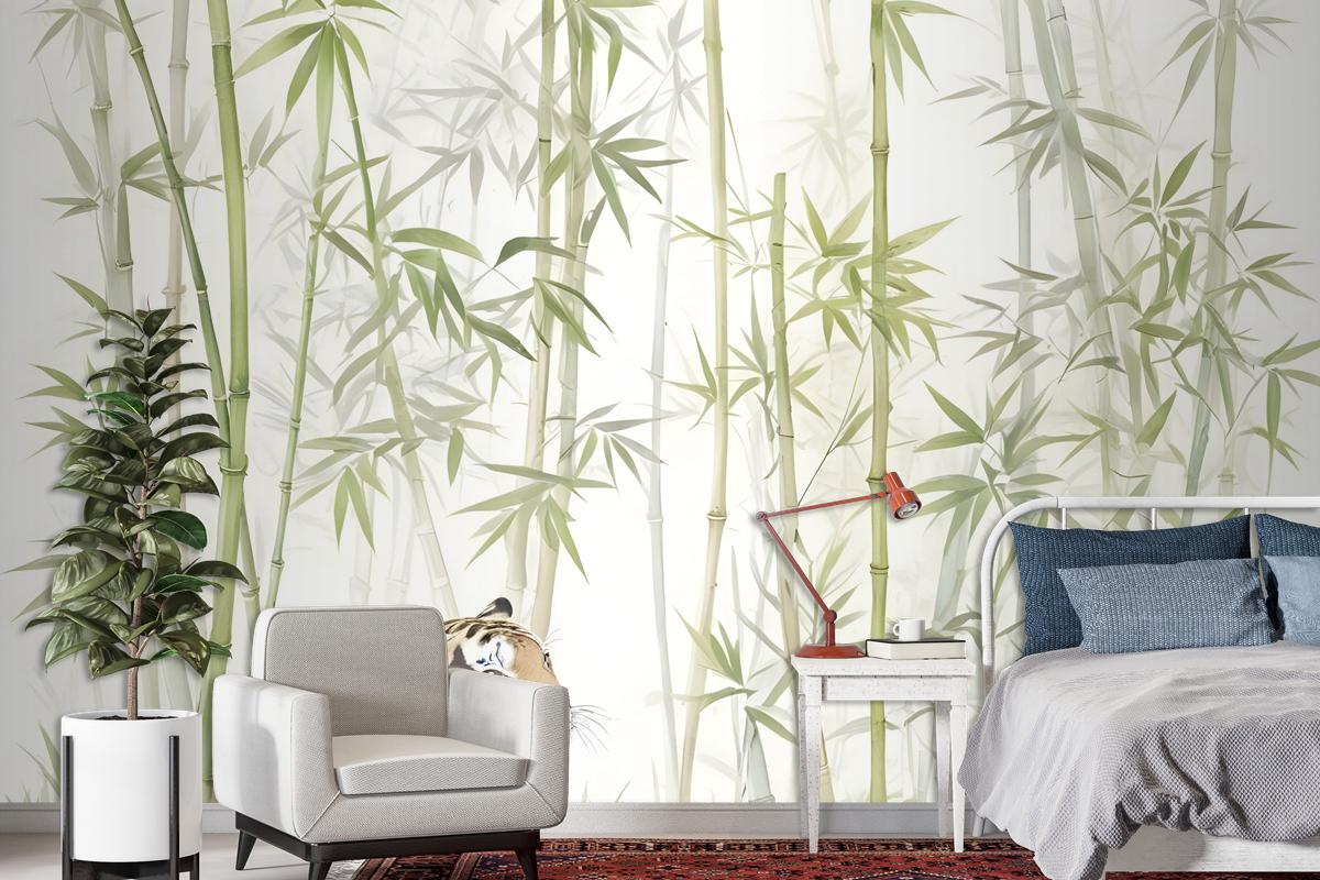 Bamboo Trees With Leopard Wallpaper Murals