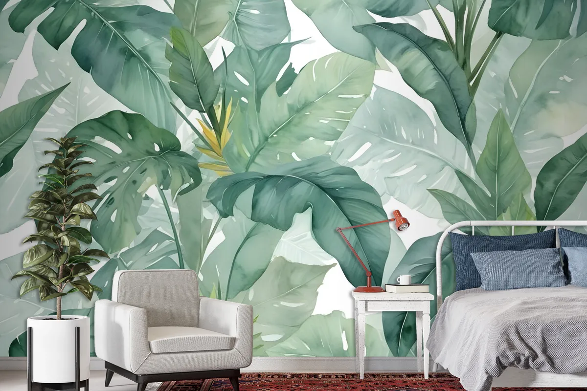 Banana Leaf Wallpaper Wallpaper Mural