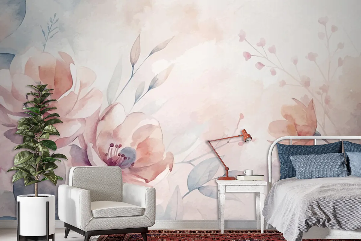 Beautiful Watercolor Flower Background Wallpaper Mural