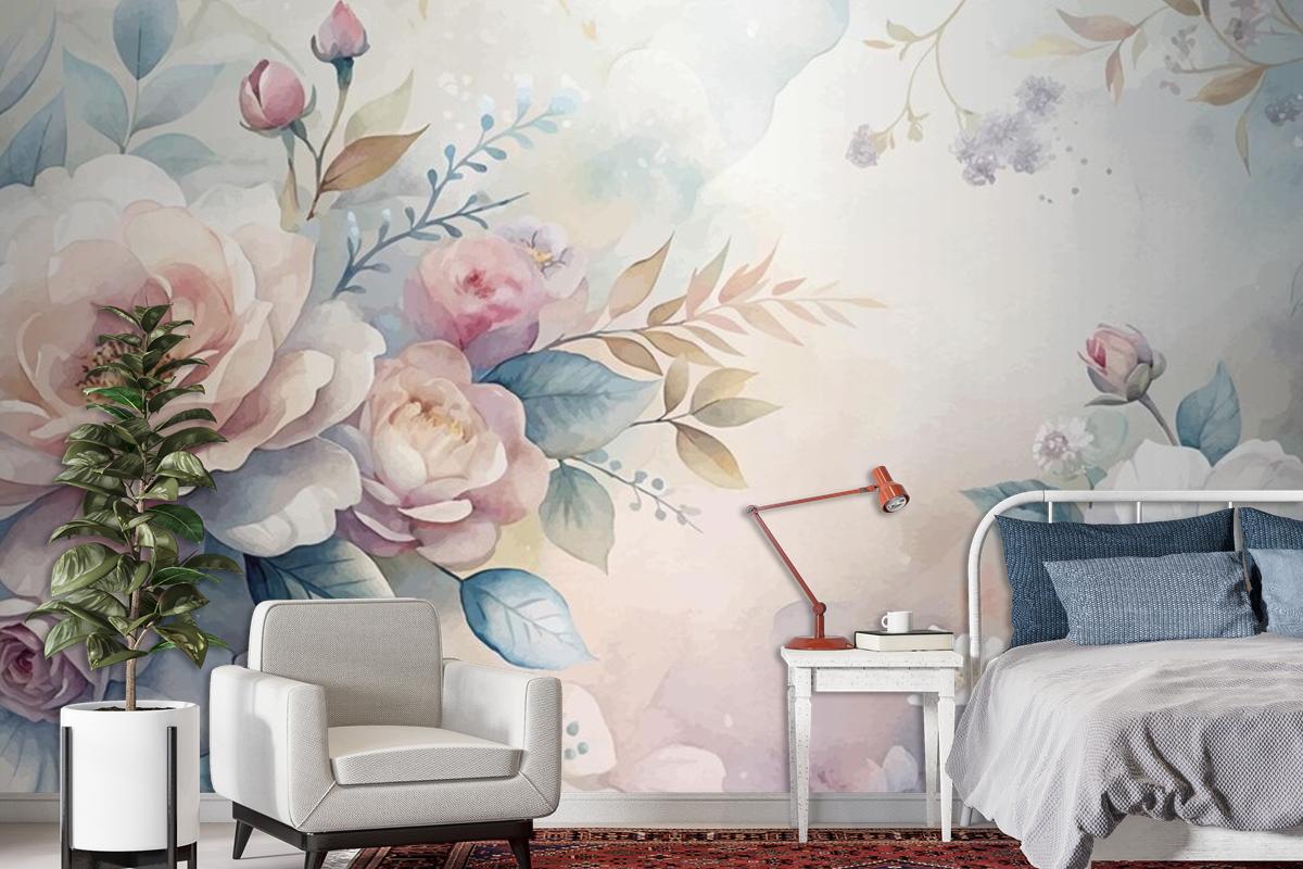 Beautiful Watercolor Flower Background Wallpaper Mural