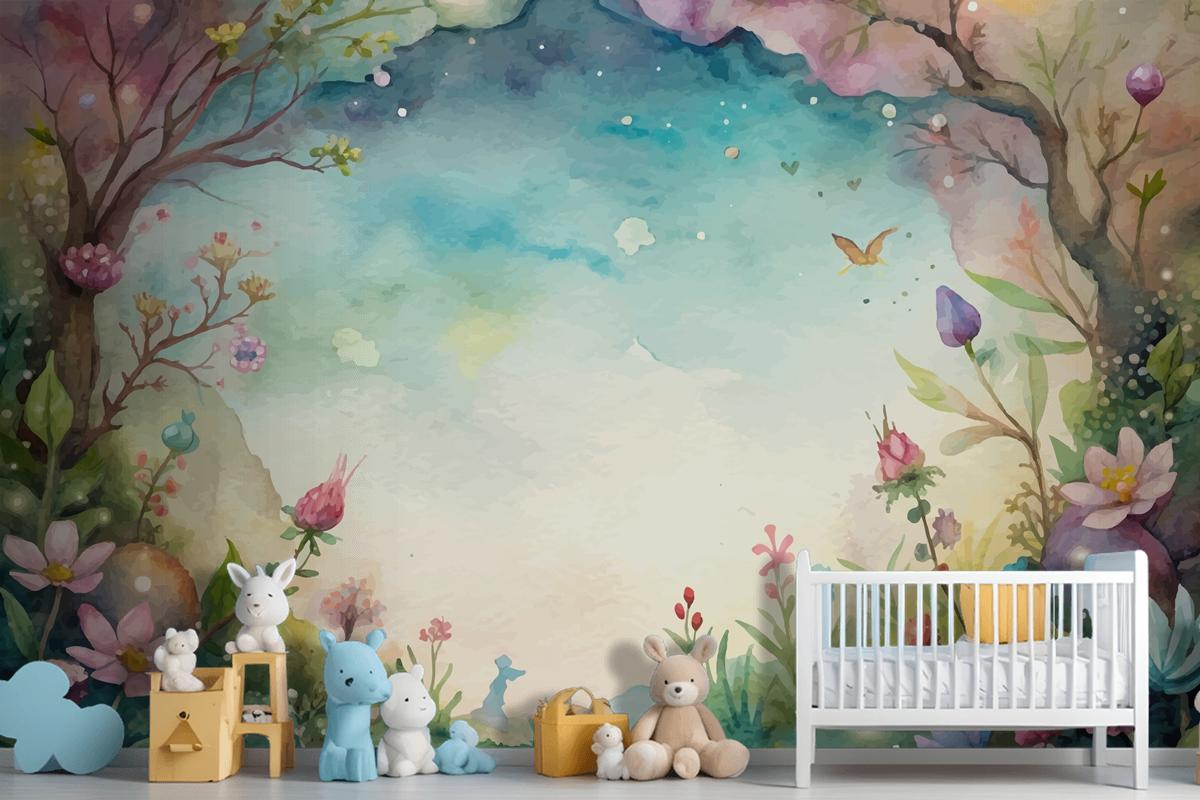 A Beautiful Wildflower Watercolor Background Wallpaper Mural