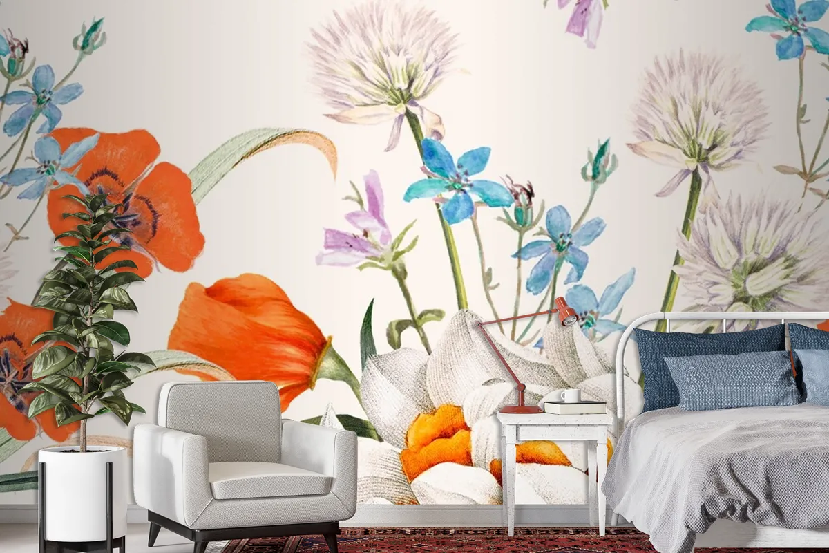 Blooming Spring Floral Pattern Wallpaper Mural