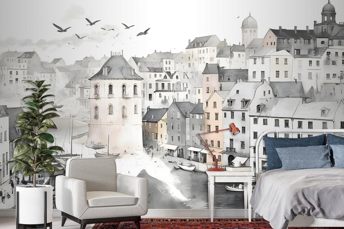 Charcoal City Wallpaper Mural