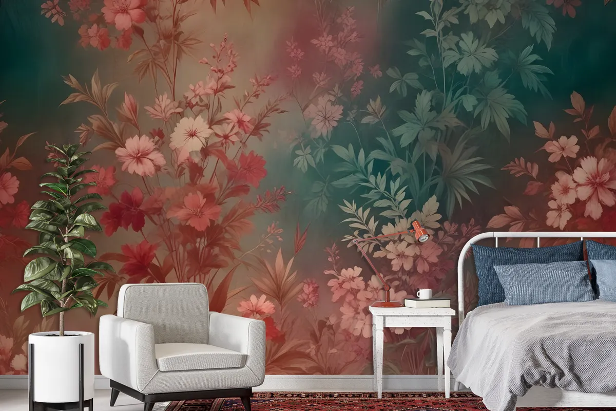 Chinoiserie Vintage Plants Wallpaper Mural