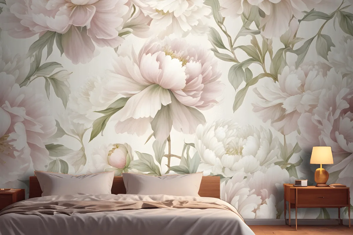 Closeup View Of A Floral Pattern Featuring Large Wallpaper Mural