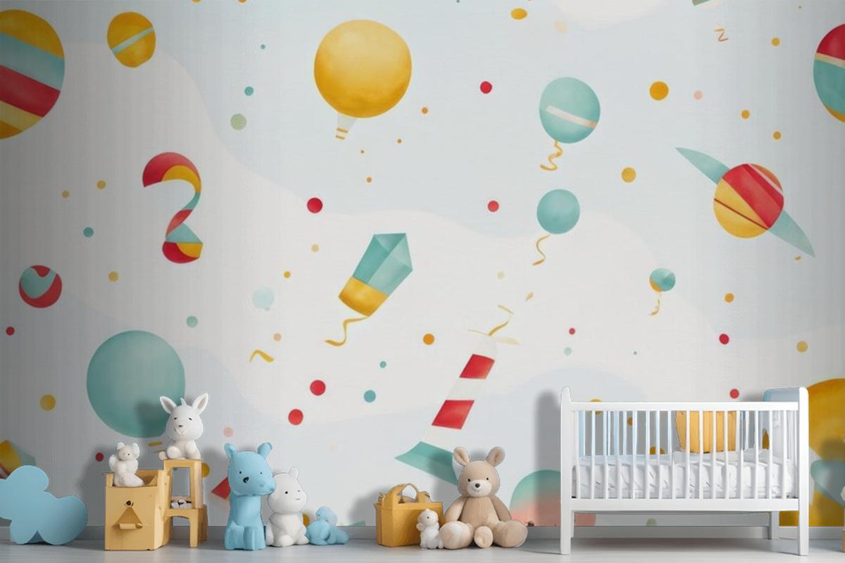 Colorful Balloons With Flags Colorful Balloons With Flags Wallpaper Mural