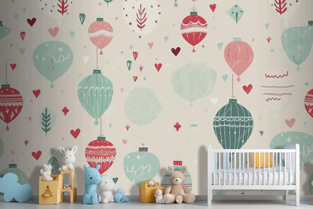 Colorful Christmas Seamless Pattern Wallpaper Mural