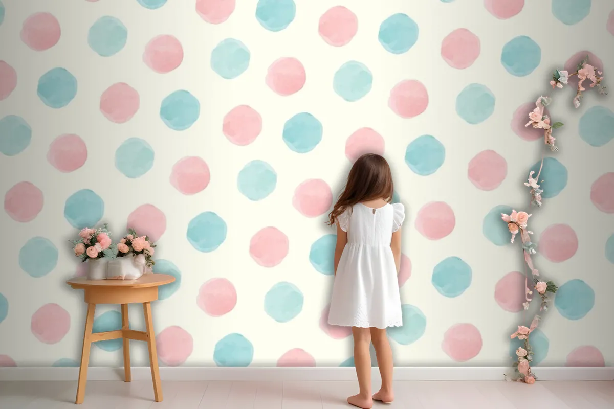 Colorful Geometric Seamless Pattern Girl Wallpaper Mural