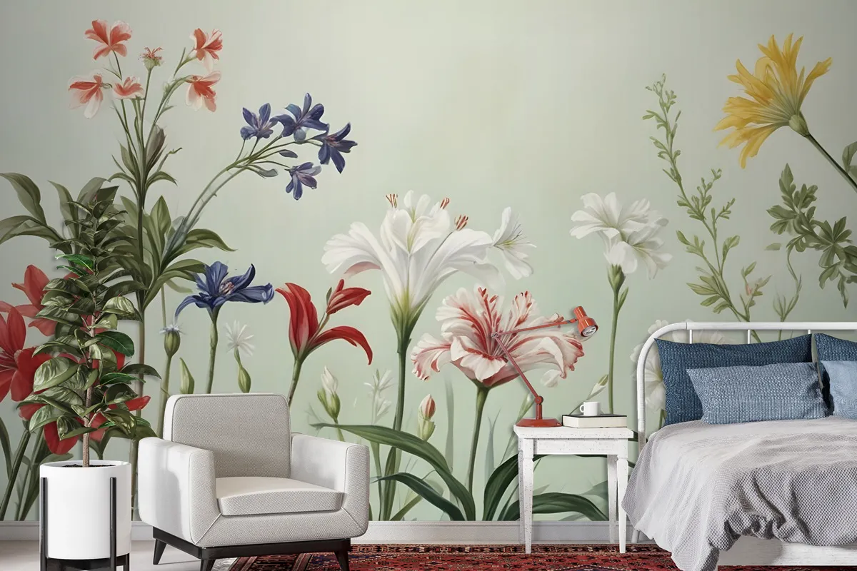 Colorful Plants And Flowers Wallpaper Mural