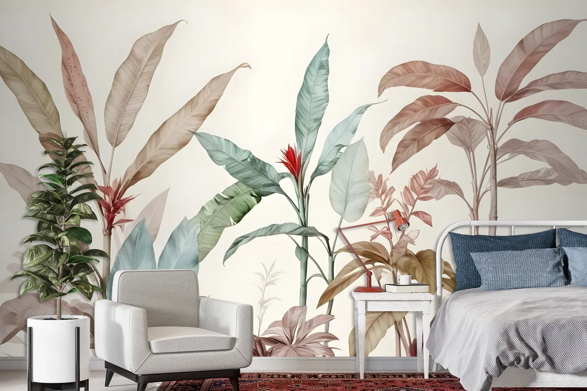 Colorful Tropical Banana Tree Wallpaper Mural