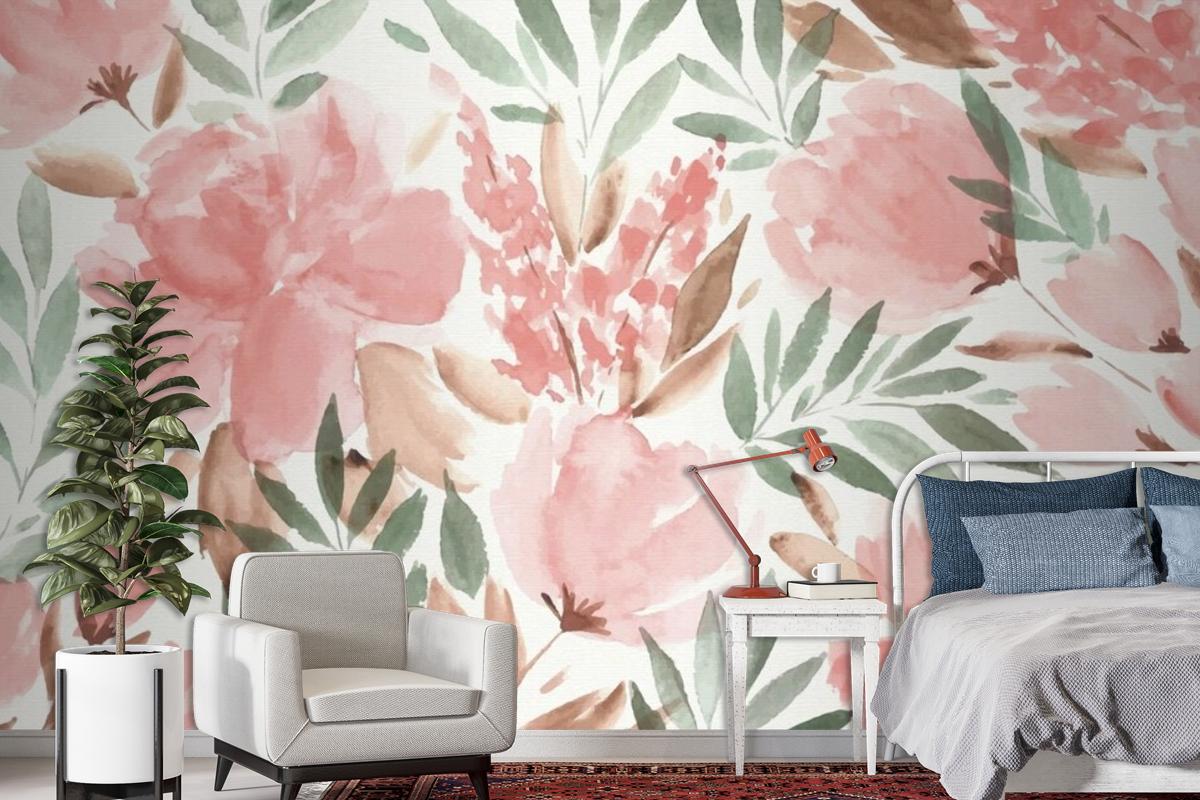 Colorful Watercolor Floral Background Wallpaper Mural