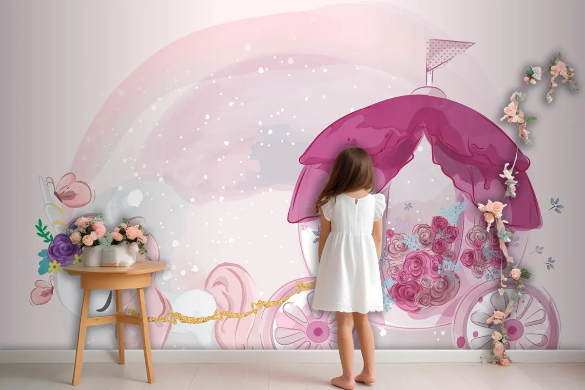 Cute Baby Unicorn Hand Drawn In Sweet Watercolor Style Wallpaper Mural