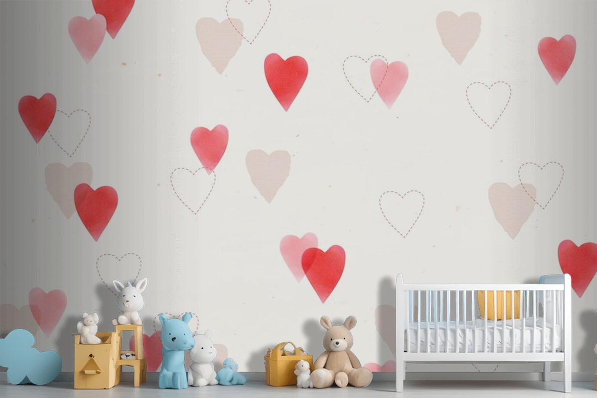 Cute Love Pattern Background Wallpaper Mural