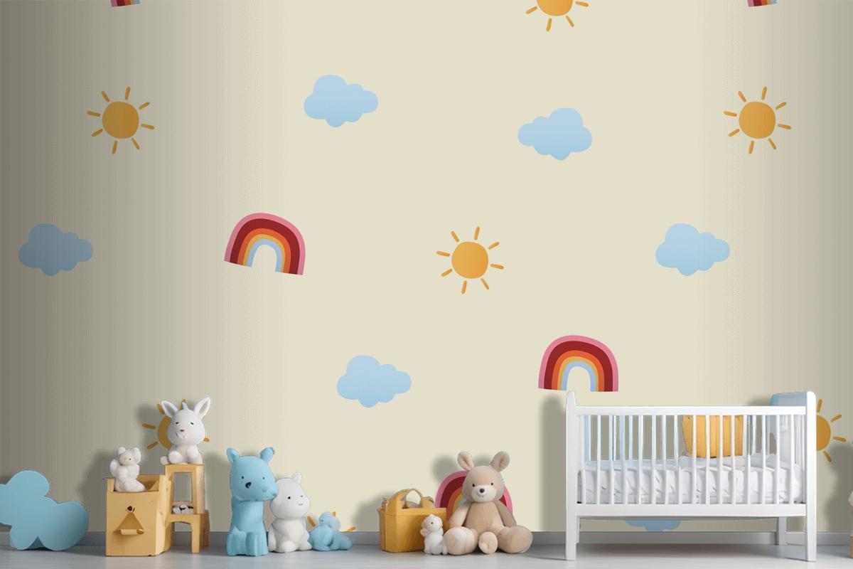 Cute Weather Pattern Background Wallpaper Mural