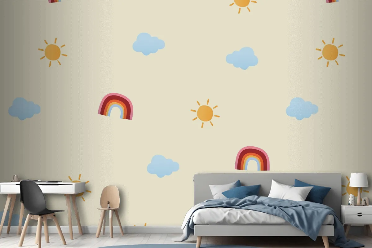 Cute Weather Pattern Background Wallpaper Mural