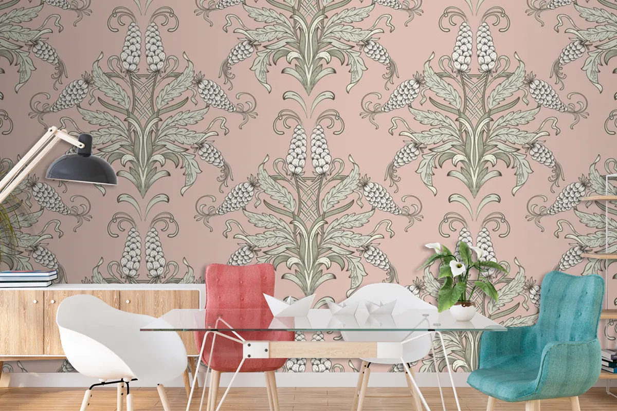 Damask Seamless Emboss Pattern Background Wallpaper Mural