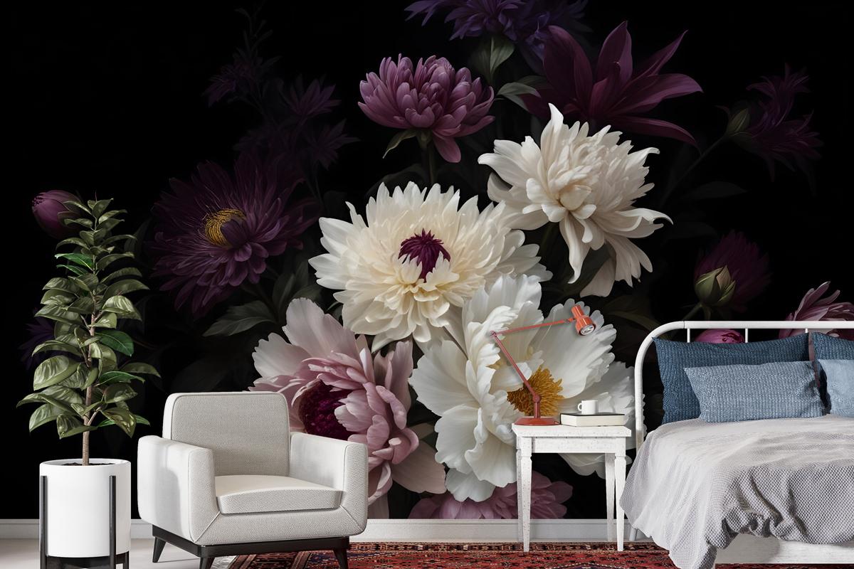 Dark Garden Florals Wallpaper Mural