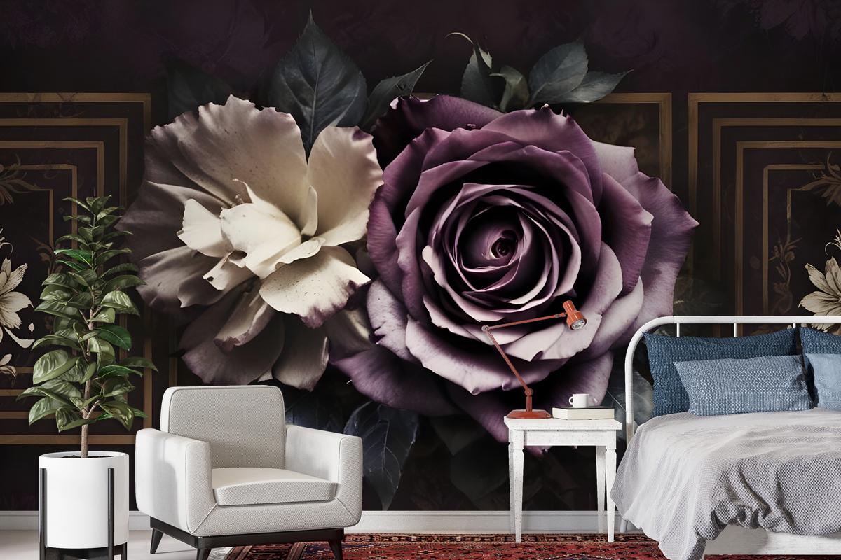 Dark Rose Floral Wallpaper Mural