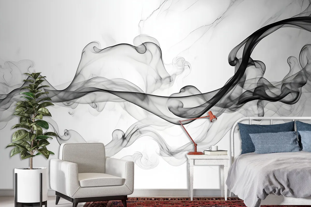 Dark Smoke With Marble Pattern Wallpaper Mural