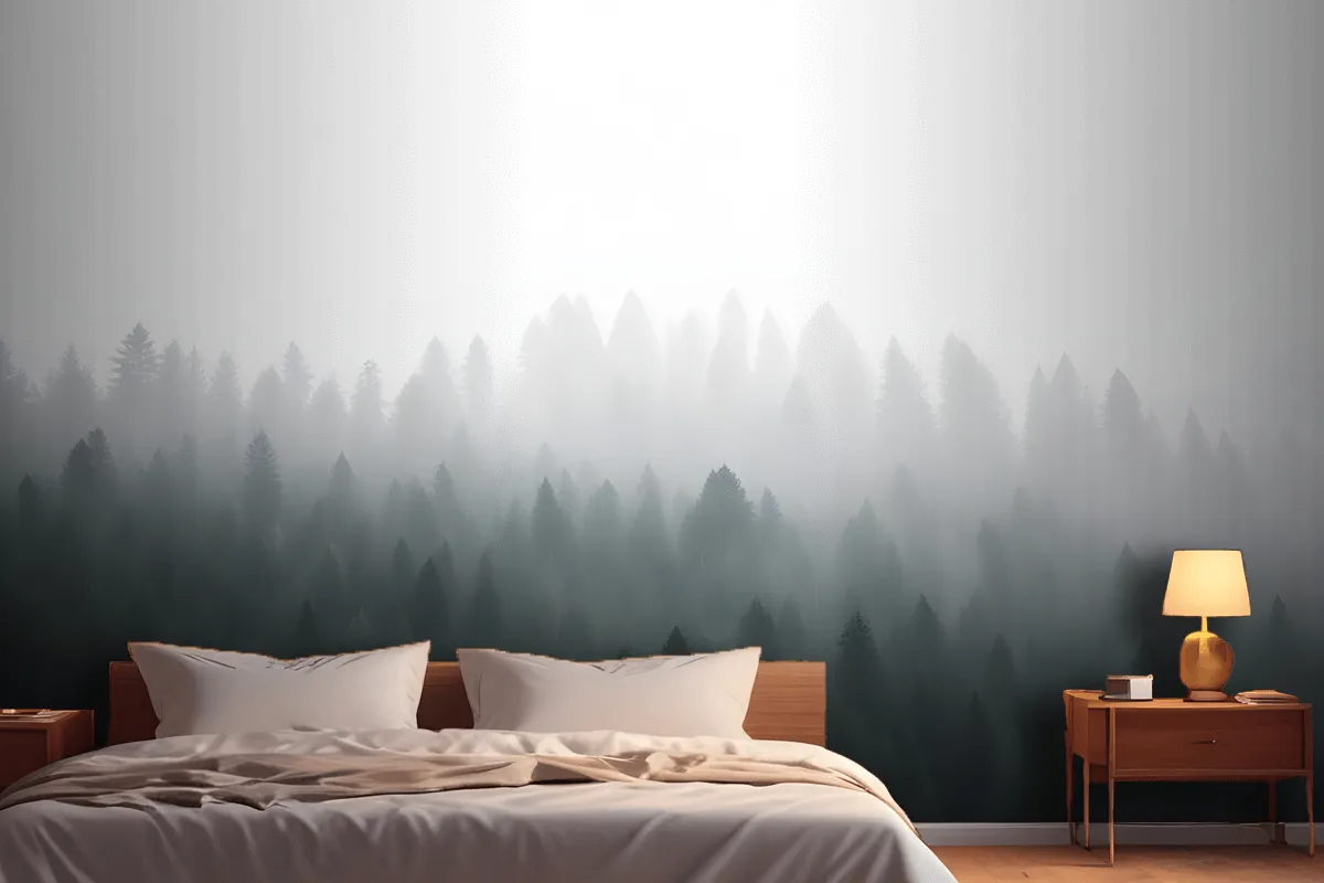 Deep Green Ombre Forest Wallpaper Mural