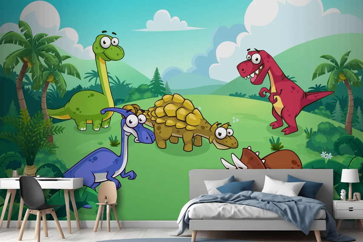 Dinosaur In A Wild Wallpaper Mural