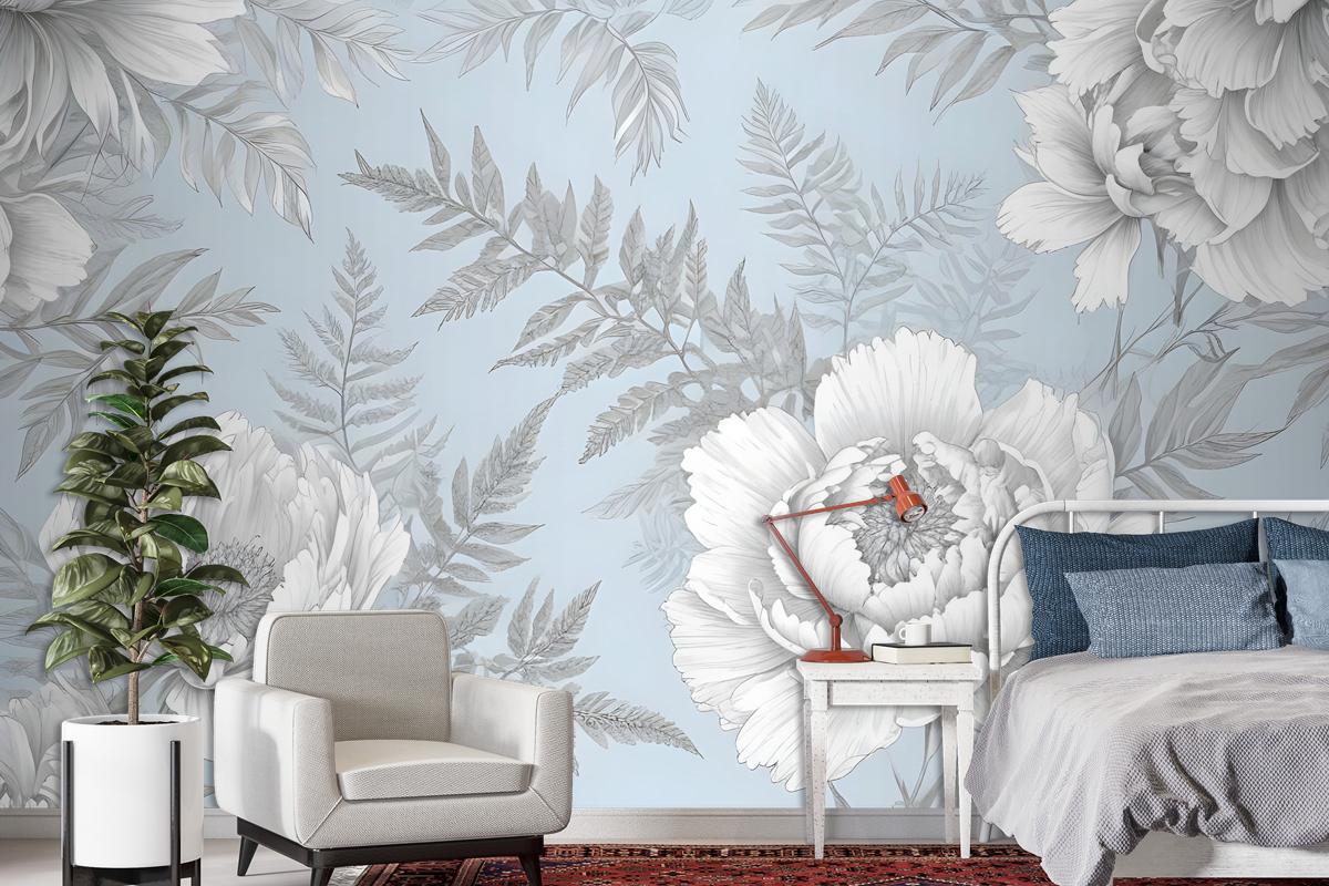 Drawing Floral Bouquet Art Wallpaper Mural