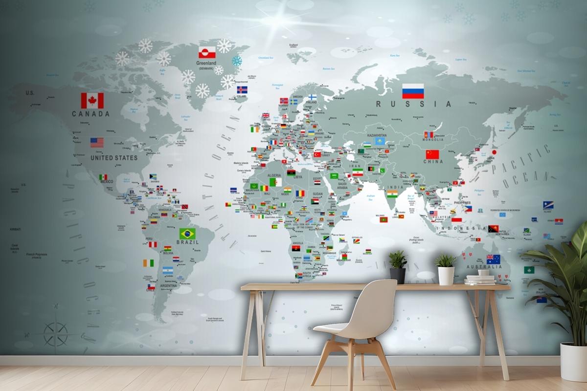 Educational World Map Wallpaper Mural