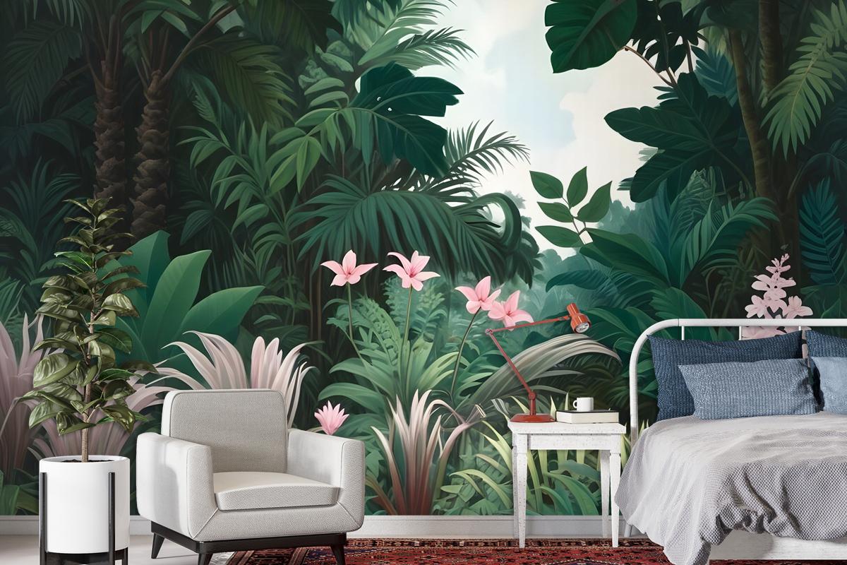 Exotic Forest Painting Landscape Wallpaper Mural