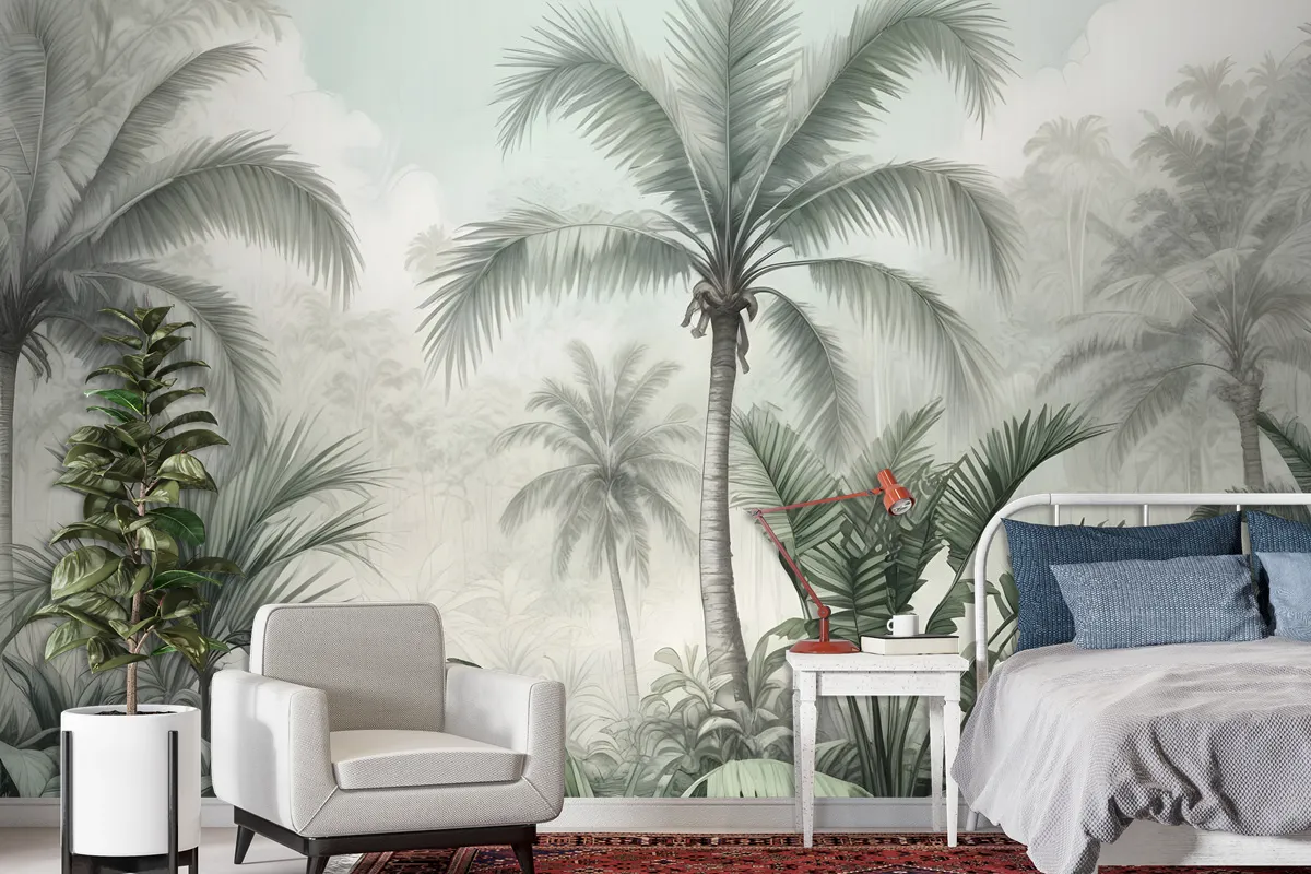 Exotic Palm Tree Landscape Wallpaper Mural