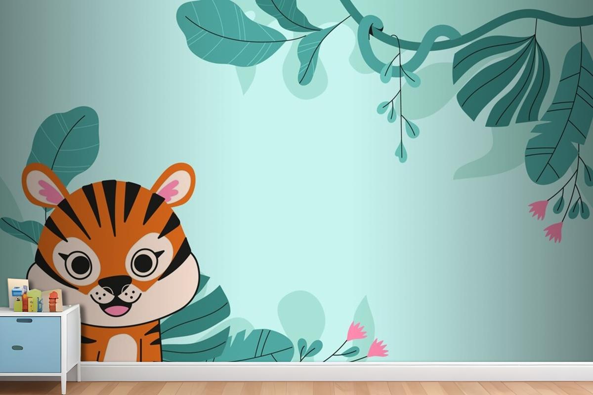 Flat Background For International Tiger Day Awareness Wallpaper Mural