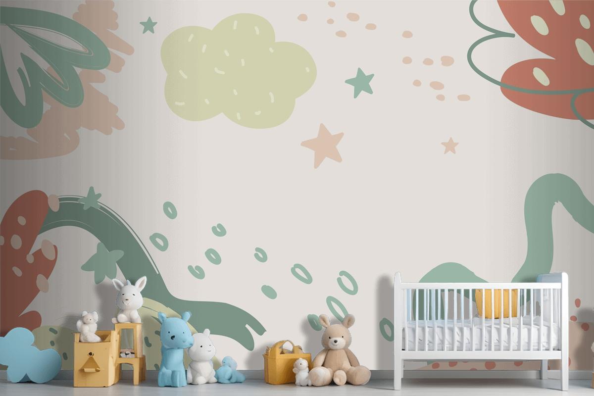 Flat Design Baby Shower Template Wallpaper Mural