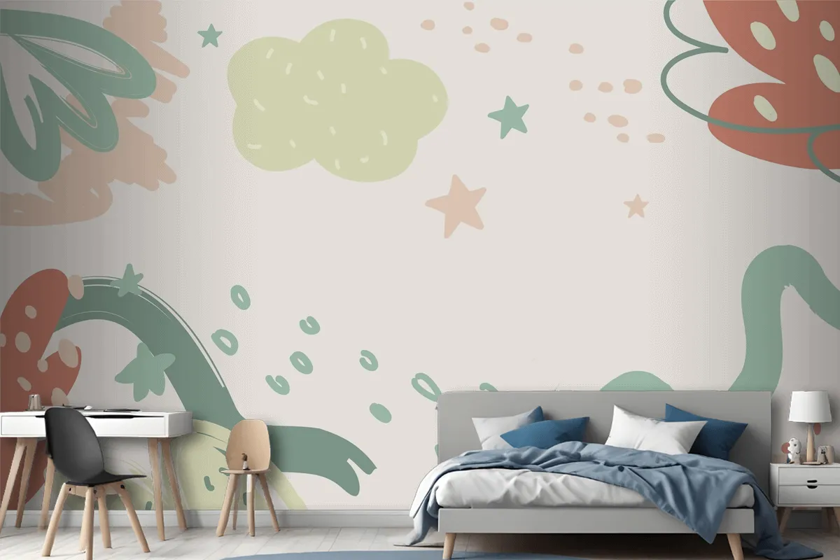 Flat Design Baby Shower Template Wallpaper Mural