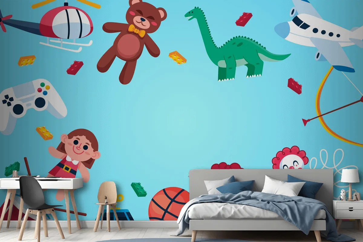 Flat Design Christmas Toys Wallpaper Mural