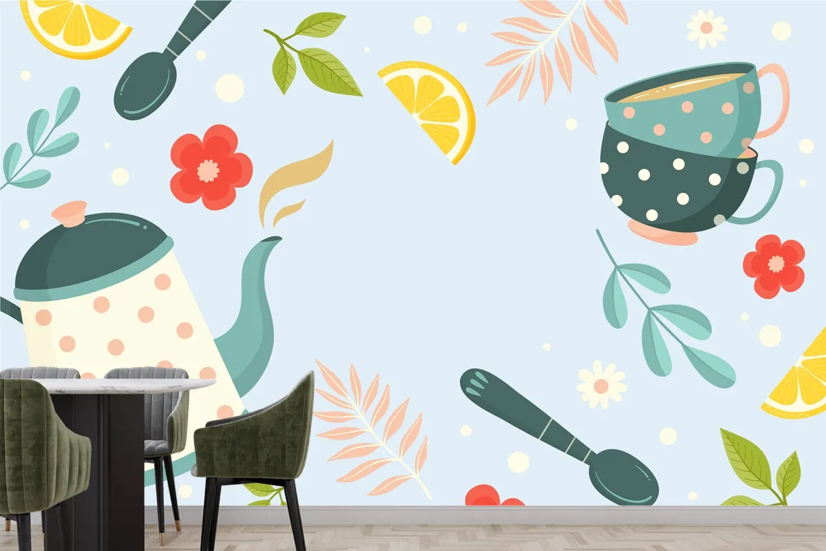 Flat International Tea Day Background Wallpaper Mural