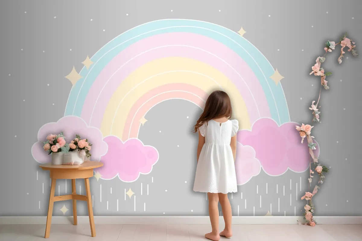 Flat Style Colorful Rainbow Wallpaper Mural