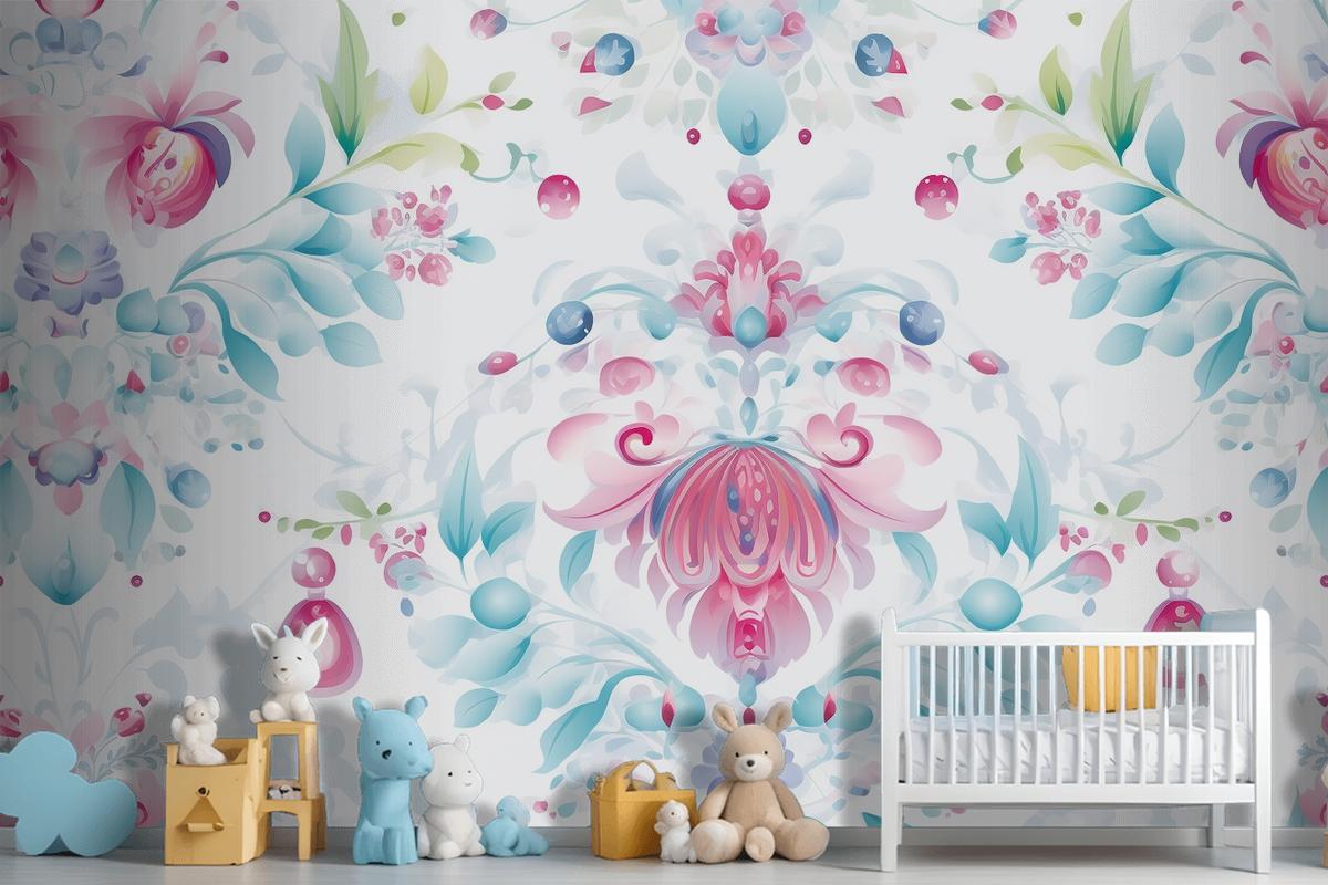 Floral Pattern Background Girl Wallpaper Mural