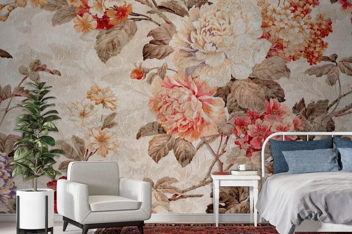 Floral Pattern Fabric Texture Wallpaper Mural