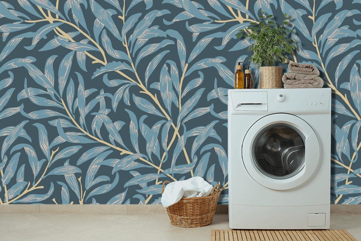 Floral Pattern Design Laundry Room Wallpaper Mural