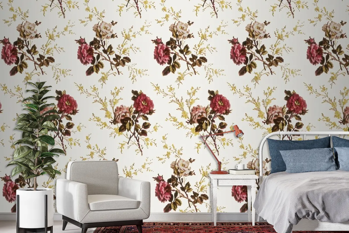 Floral Vintage Style Seamless Pattern Wallpaper Mural