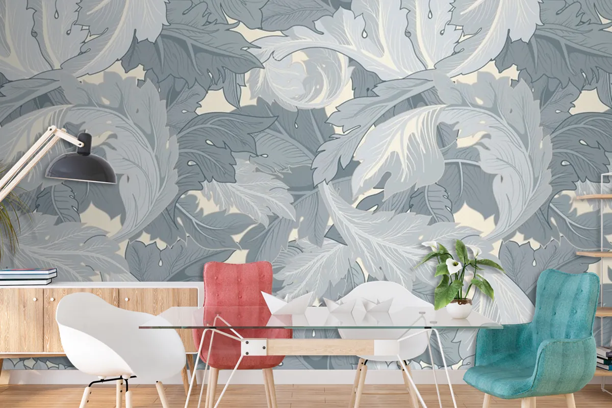 Flower Pattern Dining Room Wallpaper Mural