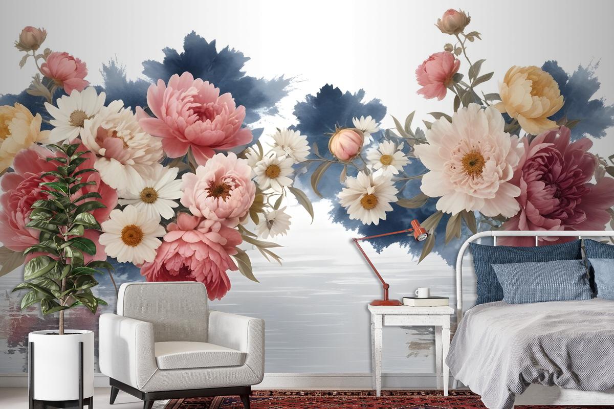 Flowers With World Wallpaper Mural