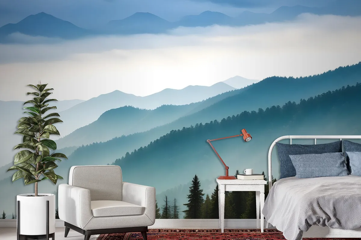 Foggy Mountains Landscape Wallpaper Mural