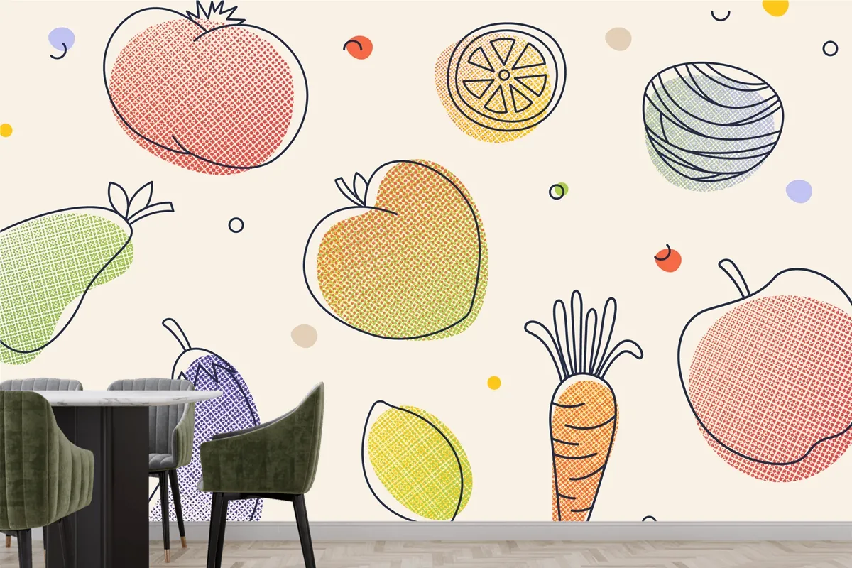 Fruits And Vegetables Kitchen Wallpaper Mural