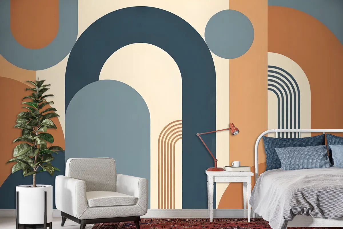 Geometric Arch With Shapes Wallpaper Mural