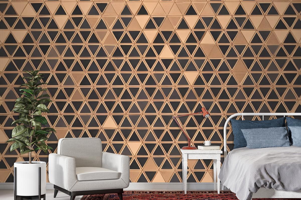 Geometric Triangle Shape Wood Texture Effect Wall Mural