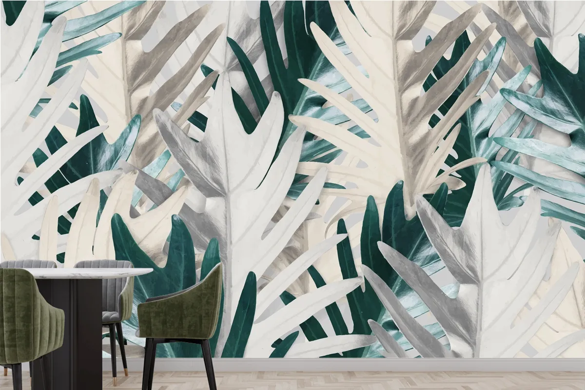 Gold And Green Palm Leaf Kitchen Wallpaper Mural