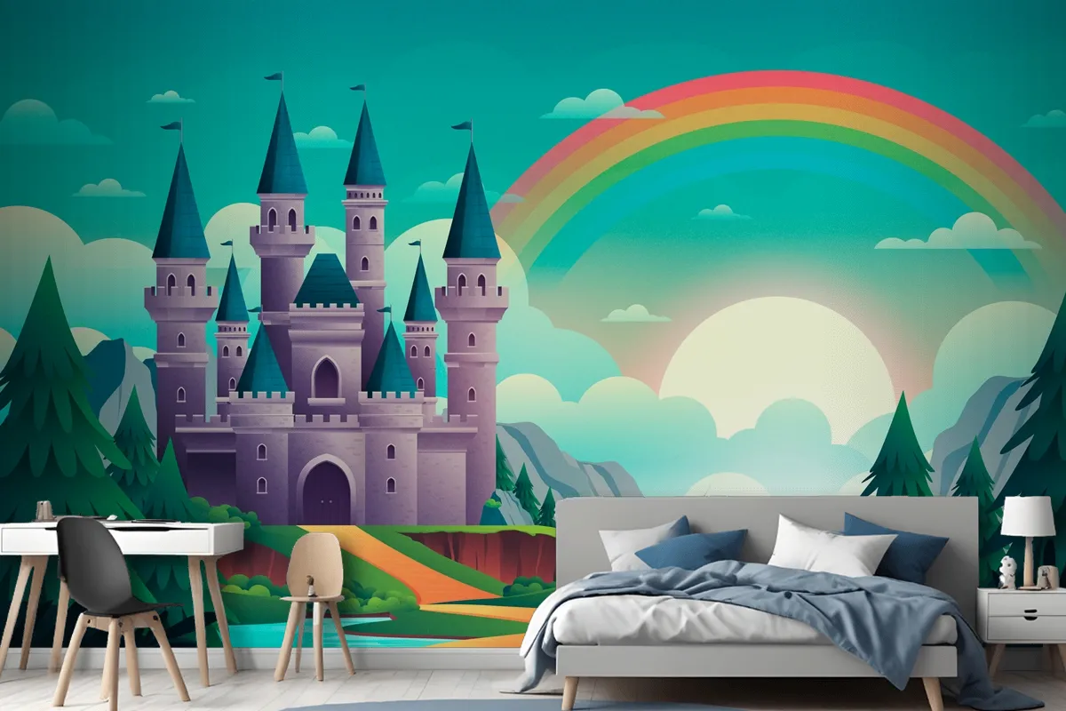 Gradient Fairytale Background Kids Boy Wallpaper Mural