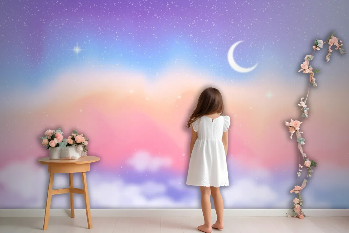 Gradient Pastel Sky Background Kids Girl Wallpaper Mural