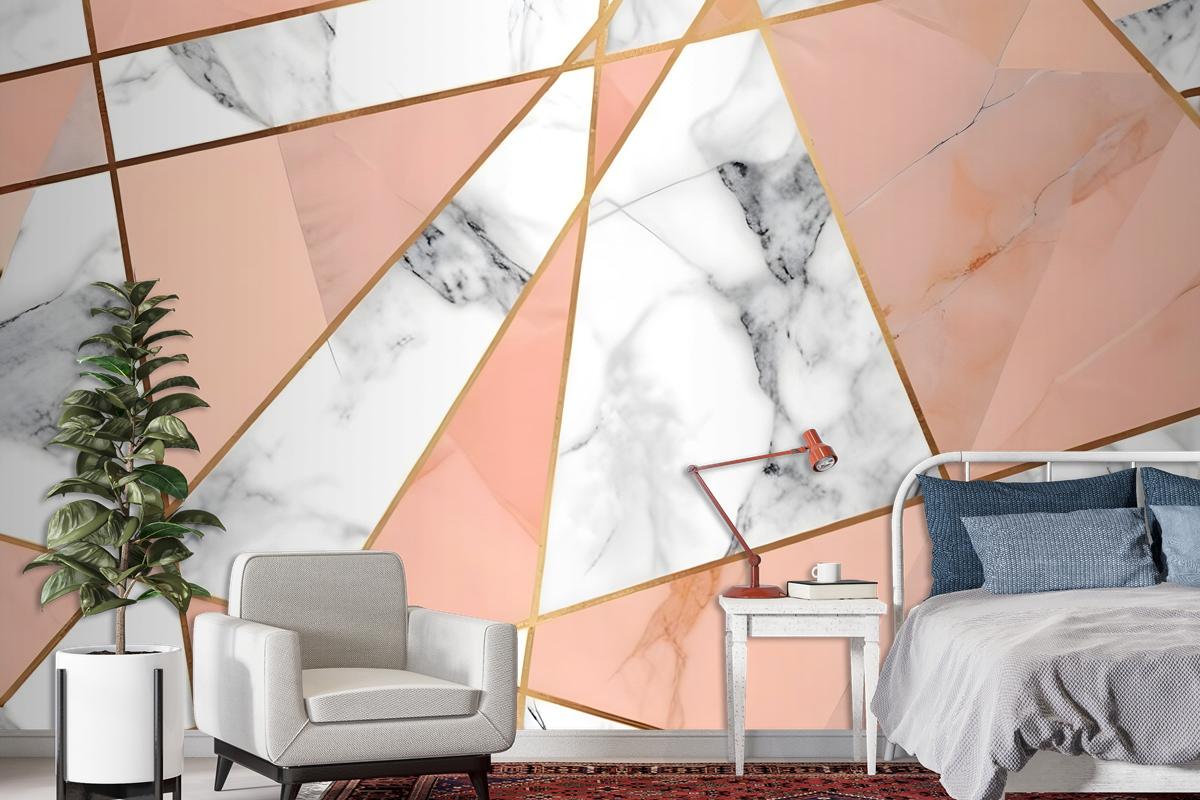 Gray Pink Marble Pattern Wallpaper Mural