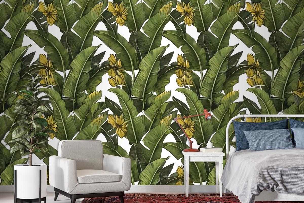 Green Banana Leaves Wallpaper Mural